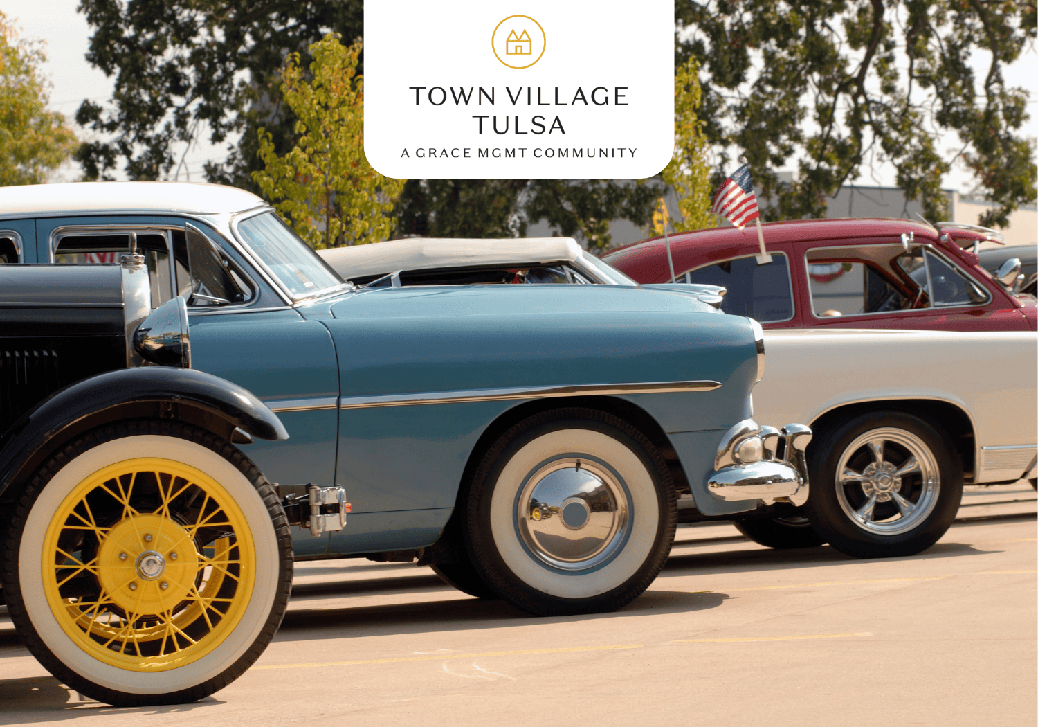 Town Village Tulsa - Car show - Town Village Tulsa cars parked